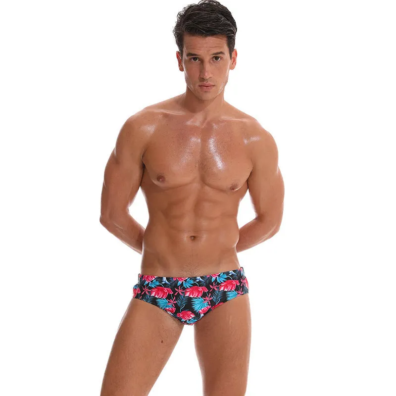 Men's Swimwear Low Swimwear Boxers Men's Swim Brief Solid Swim Brief Beachwear Trunks Swimsuit