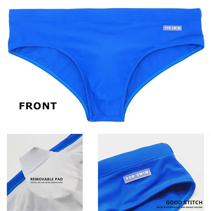 Men's Swimwear Low Swimwear Boxers Men's Swim Brief Solid Swim Brief Beachwear Trunks Swimsuit