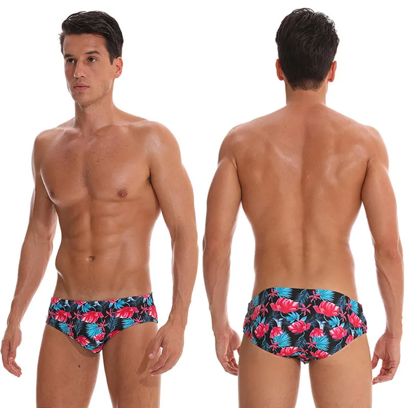 Men's Swimwear Low Swimwear Boxers Men's Swim Brief Solid Swim Brief Beachwear Trunks Swimsuit