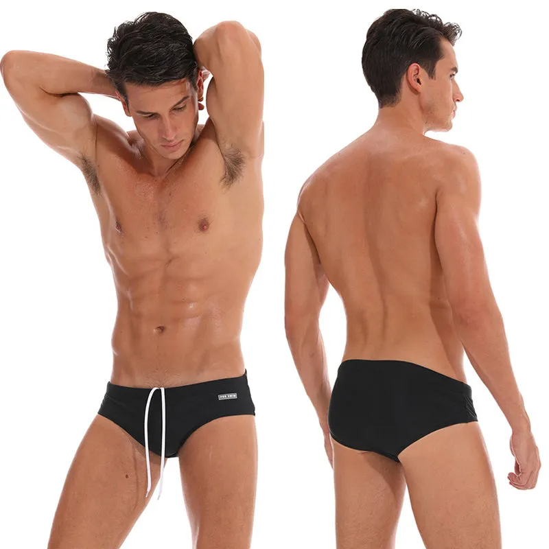 Men's Swimwear Low Swimwear Boxers Men's Swim Brief Solid Swim Brief Beachwear Trunks Swimsuit