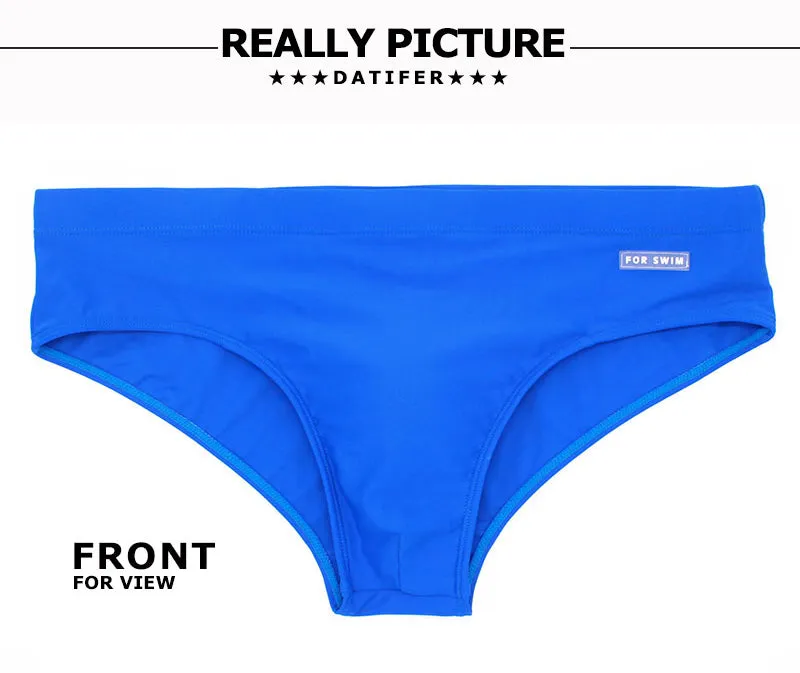 Men's Swimwear Low Swimwear Boxers Men's Swim Brief Solid Swim Brief Beachwear Trunks Swimsuit