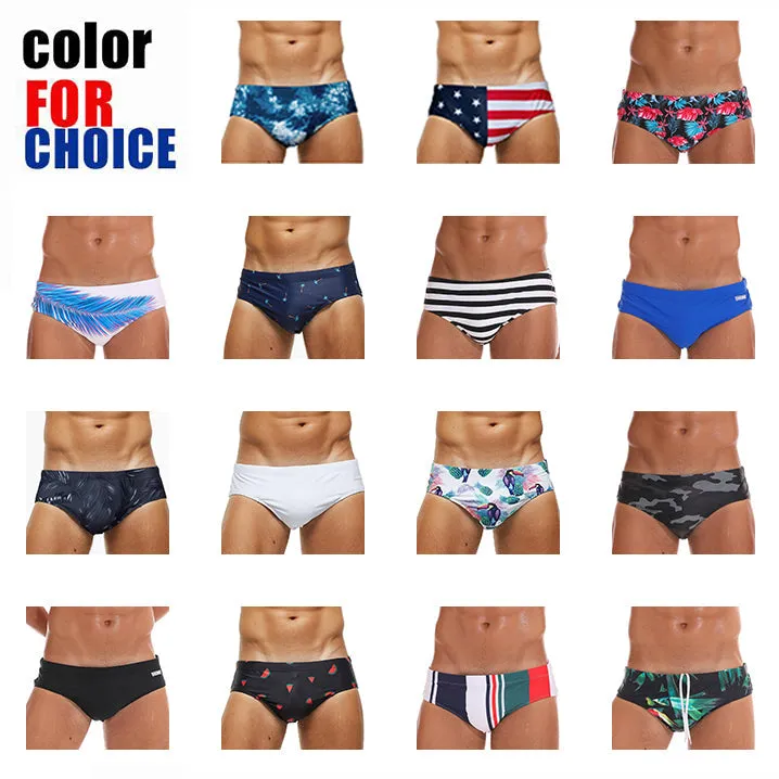 Men's Swimwear Low Swimwear Boxers Men's Swim Brief Solid Swim Brief Beachwear Trunks Swimsuit