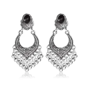 Metal Vintage Tassel Earrings Fashion Jewelry 2022 Indian Boho Carved Ancient Silver Color Drop Earrings for Women Oorbellen