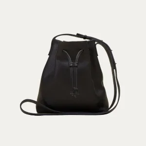 Mini Crossbody Tote | Black Leather   Silver Hardware