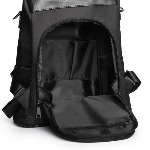 Miss Lulu Two Way Backpack Shoulder Bag with Pom Pom Pendant - Black | Versatile & Stylish