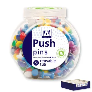 Push Pins in Reusable Tub - Organized Convenient Storage Solution Bulletin Boards Maps