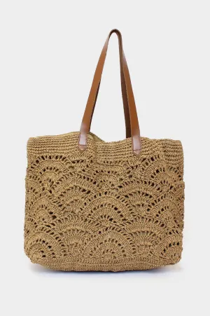 Raffia Crochet Beach Bag | Natural