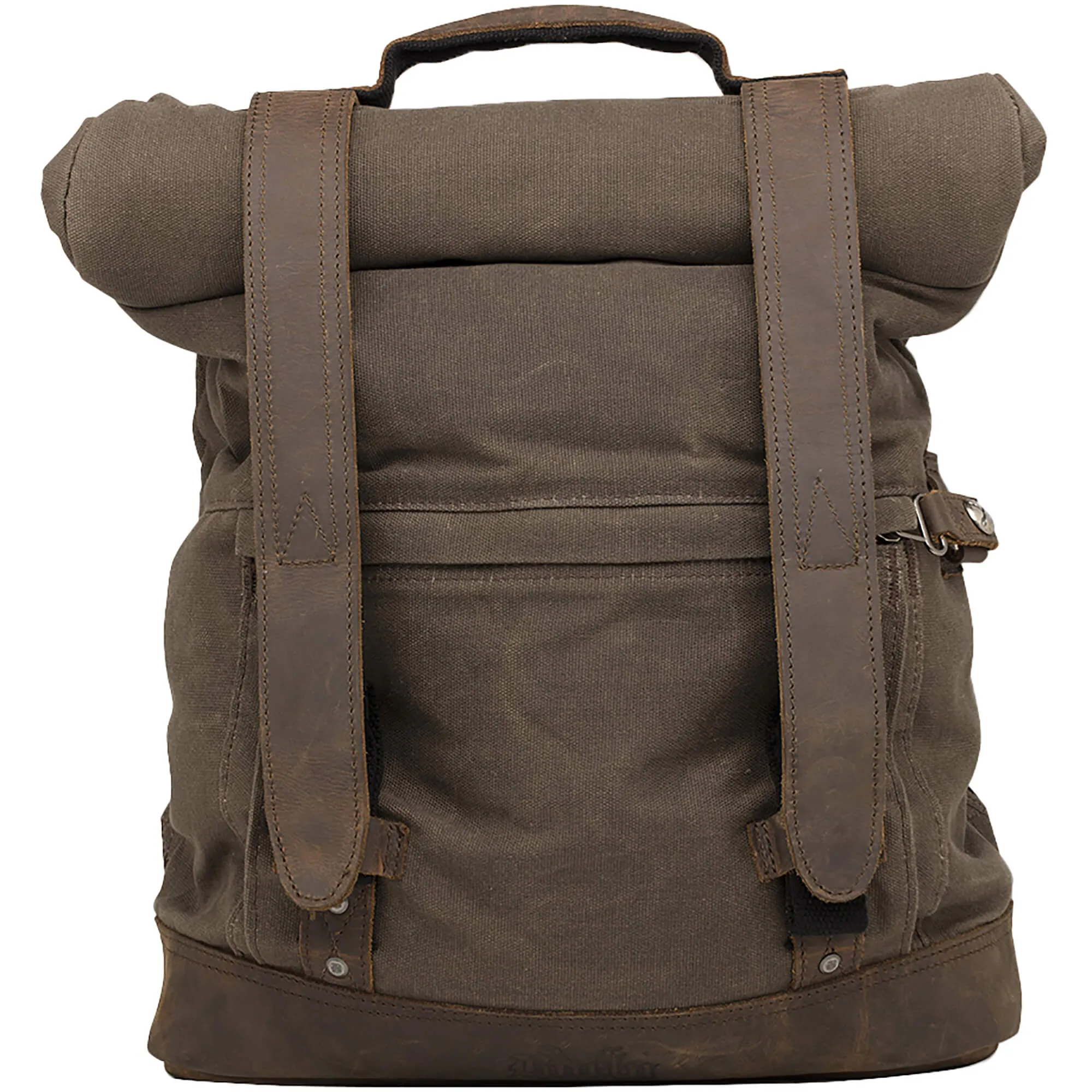 Roll Top Waxed Cotton Backpack - Brown