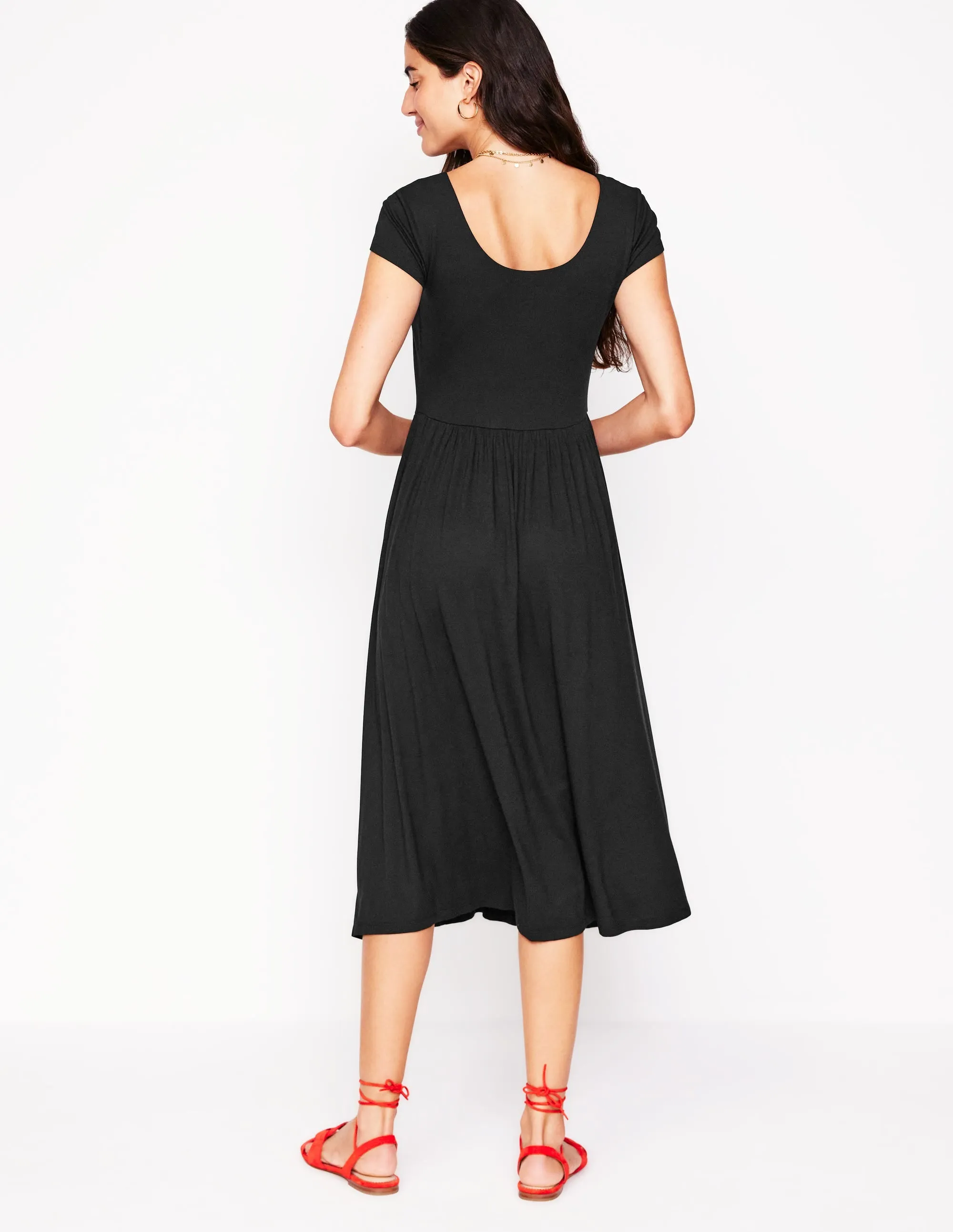 Samantha Scoop Jersey Dress-Black