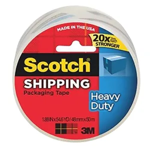 Scotch 3850 Packaging Tape, 54.6 yd L, 1.88 in W, Polypropylene Backing, Clear :ROLL: QUANTITY: 1