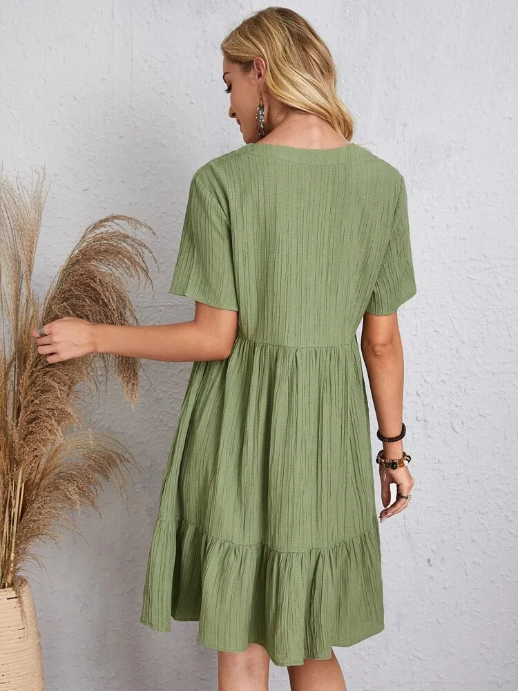 Seaside Lace-Up Dress