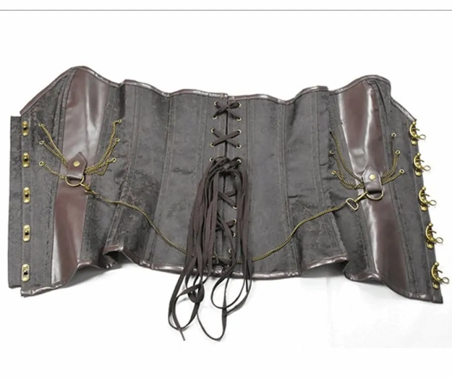 Sexy Retro Steampunk Chain Corset with Brass Clasps and Chains