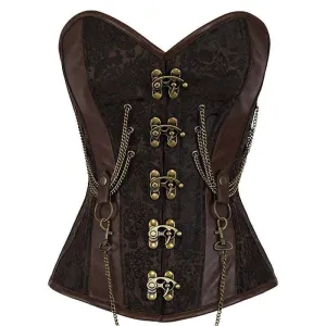 Sexy Retro Steampunk Chain Corset with Brass Clasps and Chains