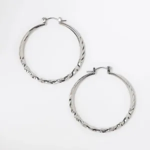 Silver Twisted Hoop Earrings