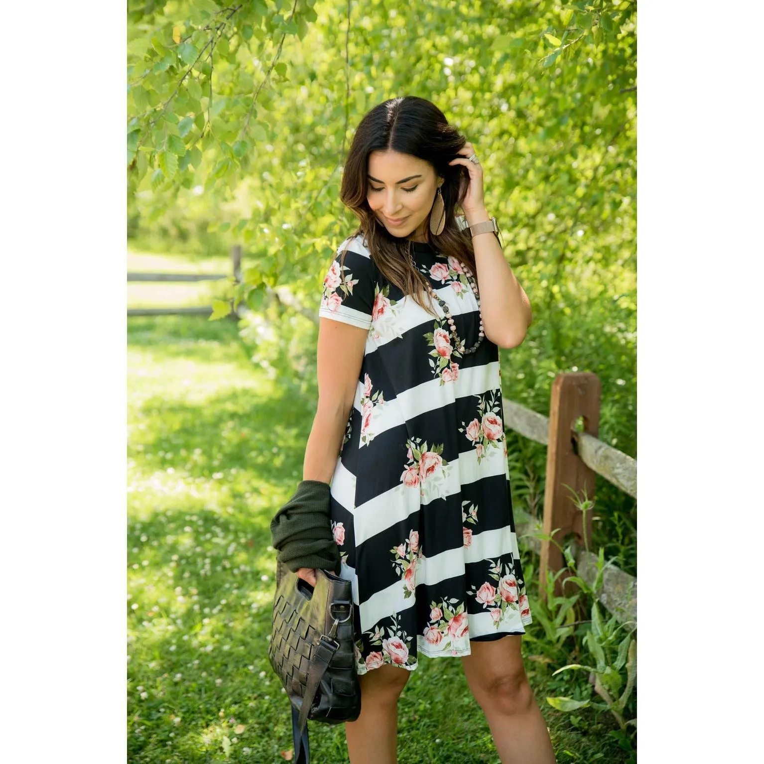 Striped Floral Dress