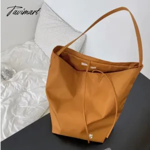 TAVIMART  Korean Fashion Nylon Shoulder Bags Women New Autumn Bucket Bags High-capacity Simple Solid Totes 2024 Bolsas Mujer Сумка