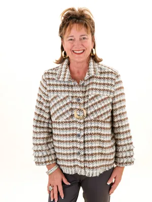 Triple Fringe 3/4 Sleeve Jacket by Multiples