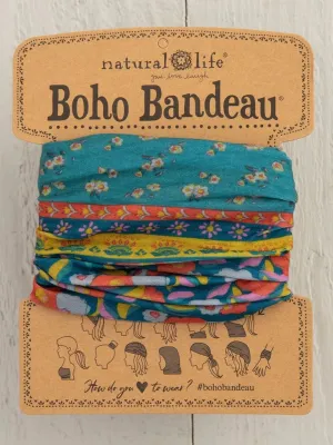 TURQUOISE FLORAL BORDER BOHO BANDEAU