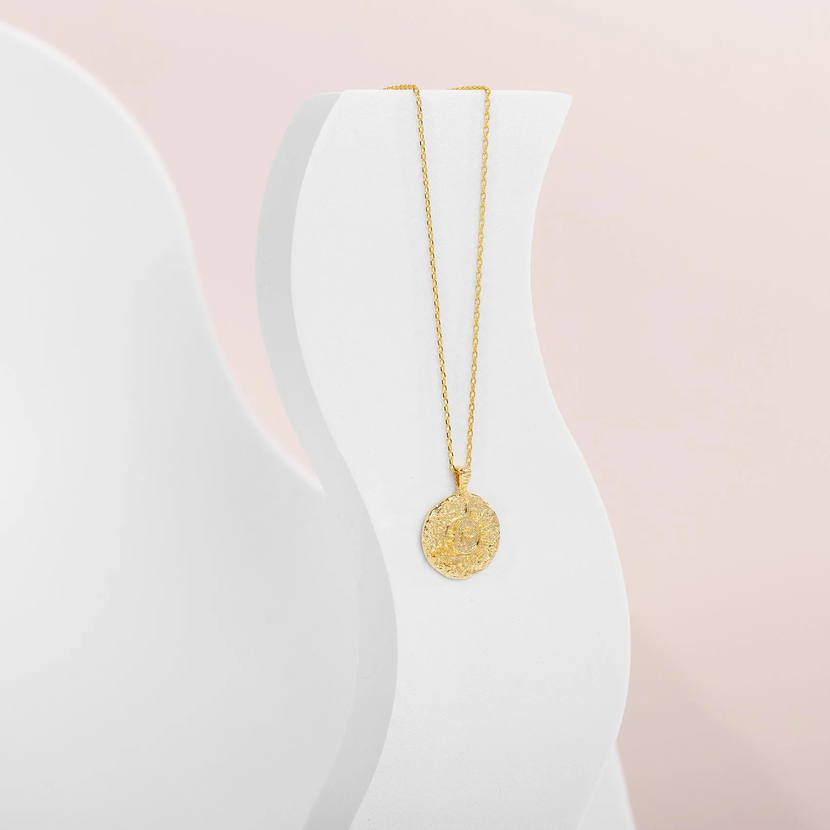 Vermeil Sun-Moon Engraved Coin Pendant