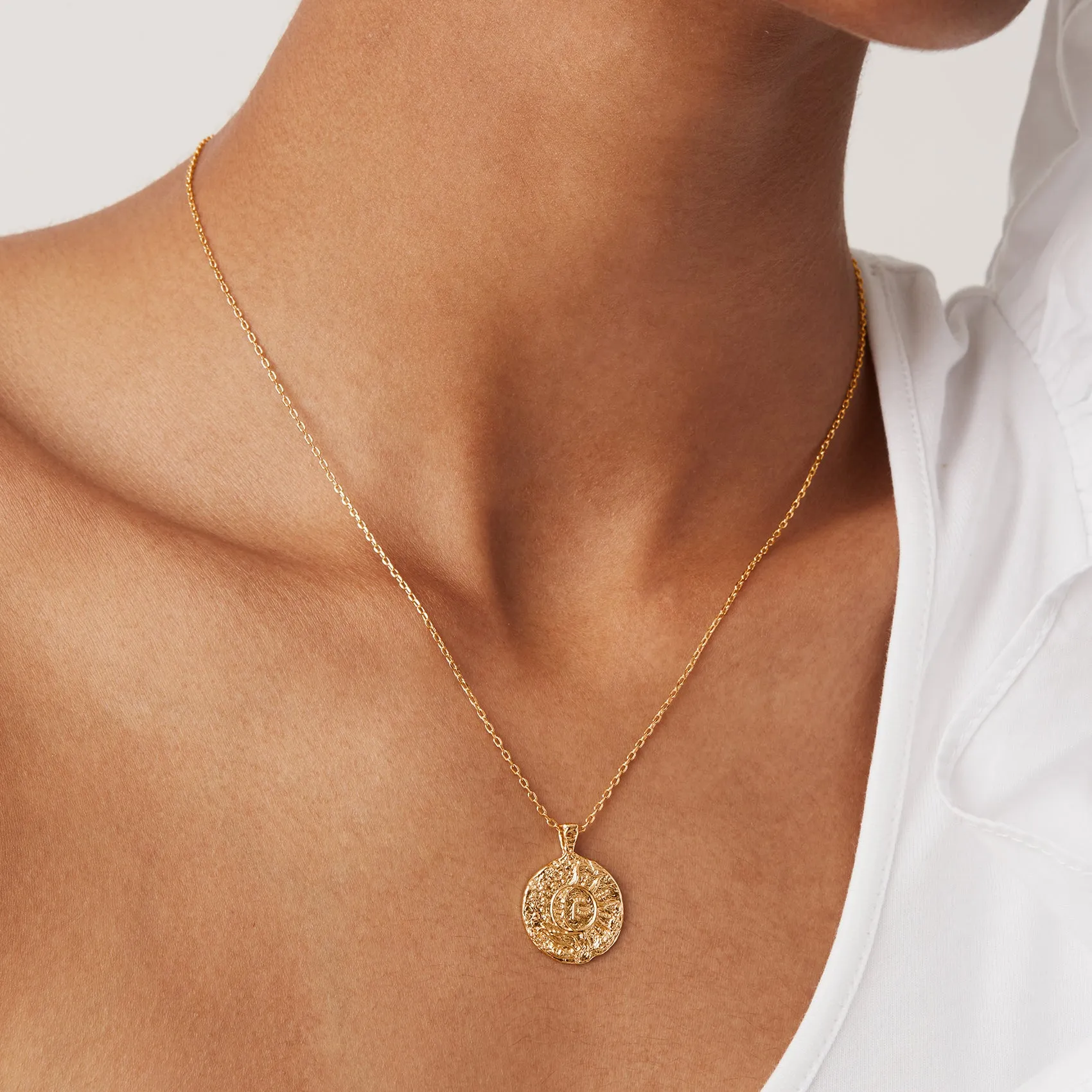 Vermeil Sun-Moon Engraved Coin Pendant