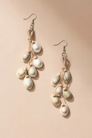 WHE Trendy Jute And Cowry Earrings