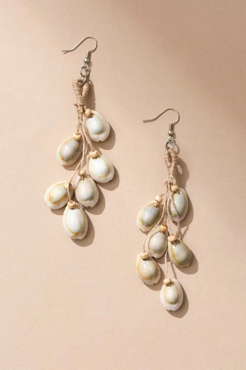 WHE Trendy Jute And Cowry Earrings